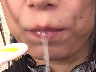 Saliva POV Hina Azumi’s Tongue Glistens-long, Wet, and Dripping Spit Onto Your Cock