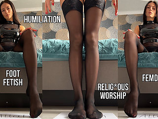 Goddess Worship, Femdom, Humiliation, Foot Fetish Stockings POV