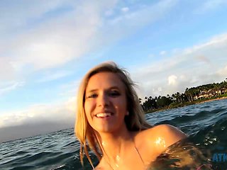 Amateur Blonde Chick Strips To Thong