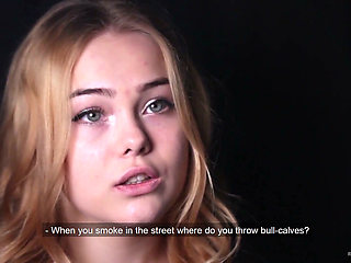 Sweet Russian Girl Smoking Cigarette in Nature