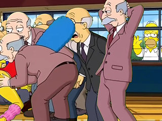 Dirty Orgy of Housewife Mrs. Sinpsom with Old Men at the Casting. Cartoon Parody