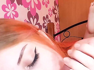 Redhead babe gives morning blowjob