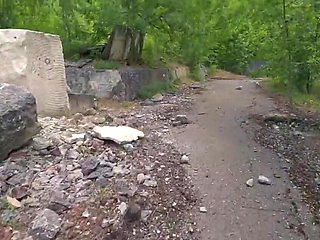 Tiny Russian brunette does not mind cucking her man in public