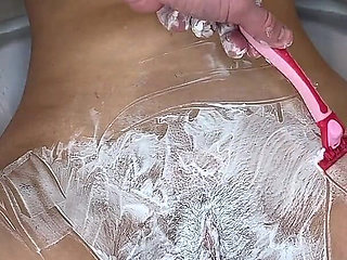 Shaving a Hairy, Tight, Beautiful Pussy with a Razor and Trimmer!