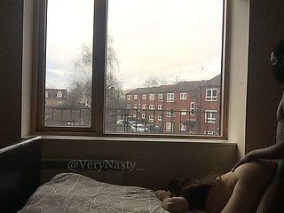 Slut Fucking BBC by the window for everyone to see