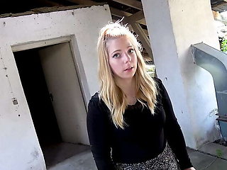 Innocent Blonde Teen Fucked Hard by Two Big Cocks Outdoor - Rough Double Penetration & Creampie