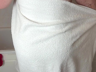 Dressing after a shower sexy red undies 472
