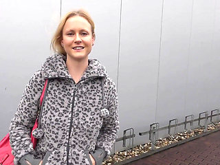 German blonde fucks in the cloakroom