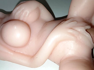 Mini sex doll fucked by big fingers