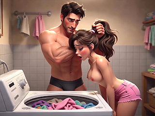 Stepdaughter was doing laundry and I fucked her in the mouth