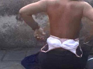 A village girl is taking a bath in a desi bathroom