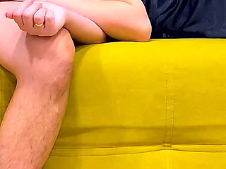 Stepmother and stepson share a sofa. The stepson put his dick in his stepmother's mouth. The stepmother did not expect this.