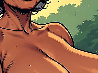 Topless Jungle Women Retro Style Art