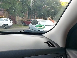 Hot MILF in High Heels and Short Skirt Calls a Taxi and Masturbates in the Car. Part.1