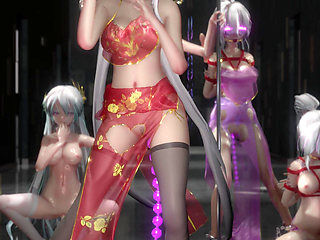 [mmd] Black Silk Condensation Light Taoyuan Love Song Erotic Ancient Style Cheongsam Belly Pocket