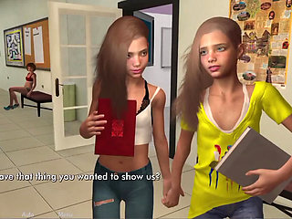 Four Lesbian 18 Plus Teen Fucks Each Other in the Village Hallway and Got Caught by the Teacher!
