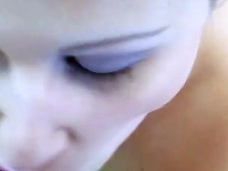 Blonde hot teen sucks strapon and gets fucked by her lesbian friend with it