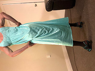 Beautiful green night gown with a sexy black body suit underneath