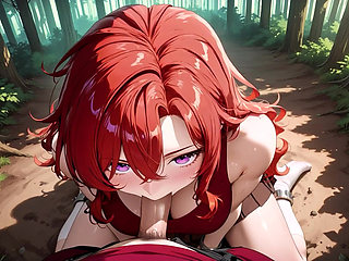 Fiery Redhead Bombshell Passionate Forest Fuck – Skirt & White Stockings Dripping