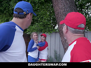 Teen girls BFFs need a softball lesson from dads