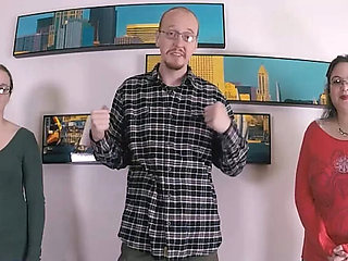 Huge Tits Brunette Threesome Strip Game - Rock Paper Scissors Striptease Show