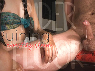 German Femdom Ruins Chastity Slave's Orgasm - Sensual Handjob Denial