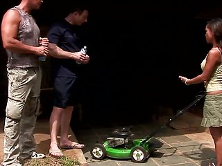 Threesome sex with Jade Sin a whore born in Asia has her