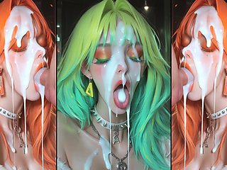 Chapter 2: Anime characters get their faces thoroughly covered in cum.