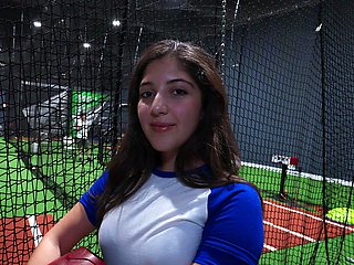 Dark-haired tennis babe Mira Luv gets fucked on court