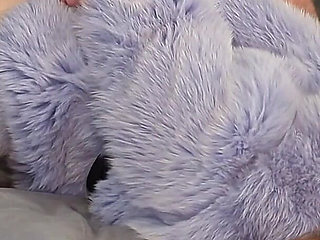 Fur Fetish Sex! Huge Cumshot on Purple Fur Coat