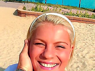 Blonde Teen 18+ Is Giving Him A Strong Blowjob