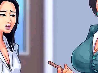 Summertime saga: MILF professor walks around the college with dildo in her pussy ep 73