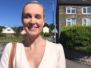 Blonde amateur MILF sucks and jerks for facial