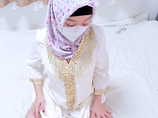 POV: Malaysian Hijabi Girl Teasing You With White Abaya Showing Off Her Big Booty