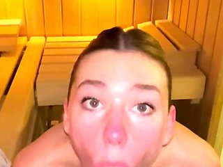 Halli N Lover Sucking And Fucking In The Sauna
