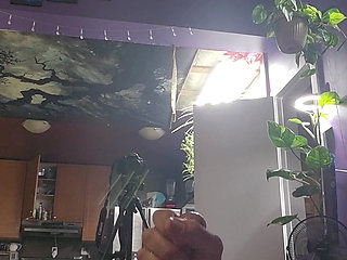 close up of big cock lubed up being stroked till it cum