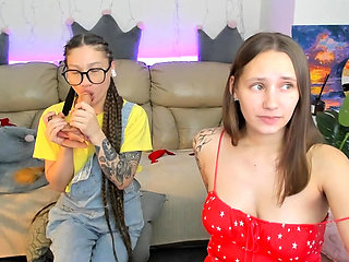 2 whores had a job interview over a video call and began to undress to pass it