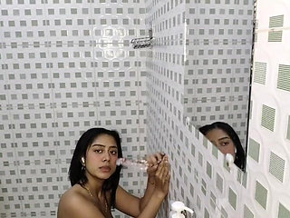 Slut Gets Fucked, in Her Stepbrother's Bathroom Secretly