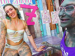 Italian TATTOO customer sucks and fucks while getting ink done!