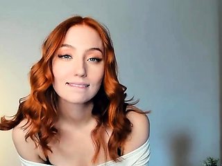 Amateur redhead masturbates then gives a blowjob
