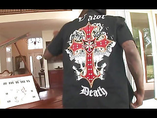 Horny Ebony Threesome with a Biggest Boobs Whore