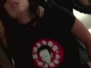 Stunning brunette babe gets anally fucked by a monster prick