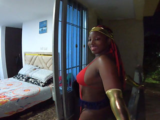 I Constantly Heard Someone on the Balcony Surprisingly a Sexy Black Wonder Woman Gave Her Pretty Ass a Tour of My Home