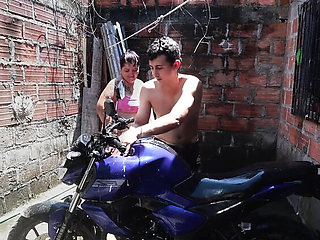 Lexly_16 and Magoculionero: My Neighbor Washes My Motorcycle Then Gives Me a Blowjob and Fucks Me Doggystyle