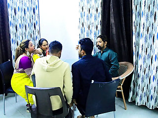 Desi Office Orgy with Indian Bhabhi and Teen Girls - Anal, Blowjob & Doggy Style Group Sex