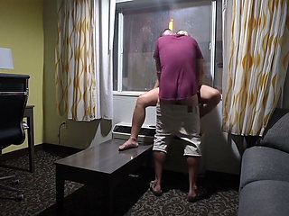 Pregnant Sex with Door and Window Open at Hotel