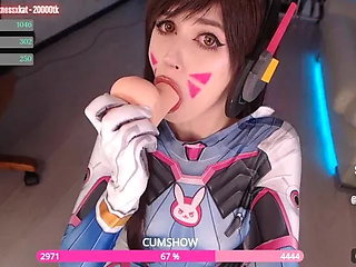 D.va Cosplay Babe Blowjob Cute Fuck Machine