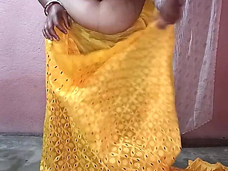 Yellow Saree Dropping Solo Sfw