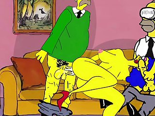 Neighbor bangs married housewife while her husband watches porn