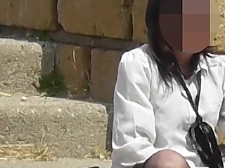 Stepsister Caught! Masturbating on Public Seaside Promenade - Strangers Watching!